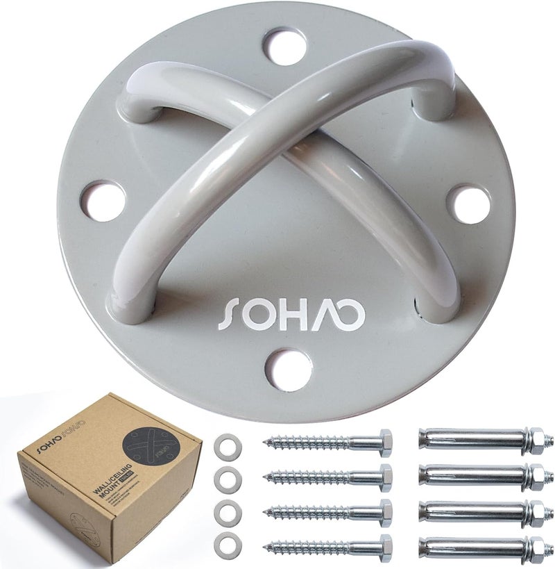 SOHAO Wall Ceiling Mount Bracket for Suspension Straps, Aerial Yoga Swing & Hammock, Gymnastic Rings, Boxing Punching Bags, Body Strength Gym Equipment and Battle Ropes - Image 1